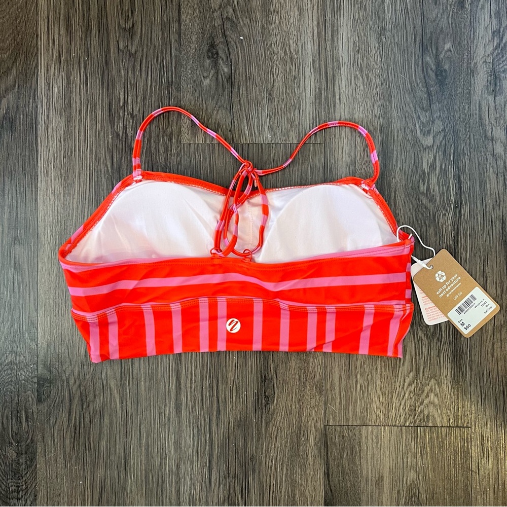 Nani Red and Pink Striped Mia Surf Crop Swim Top Medium NWT - Picture 2 of 3